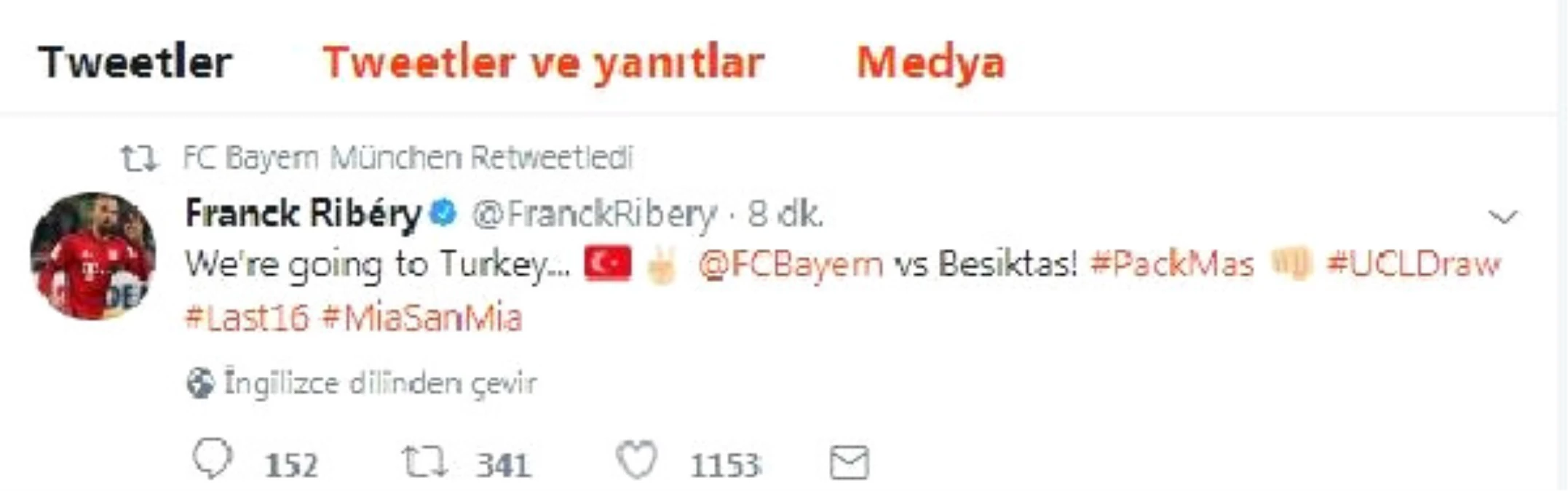 Bayern Münihli Futbolcuların Beşiktaş Paylaşımı
