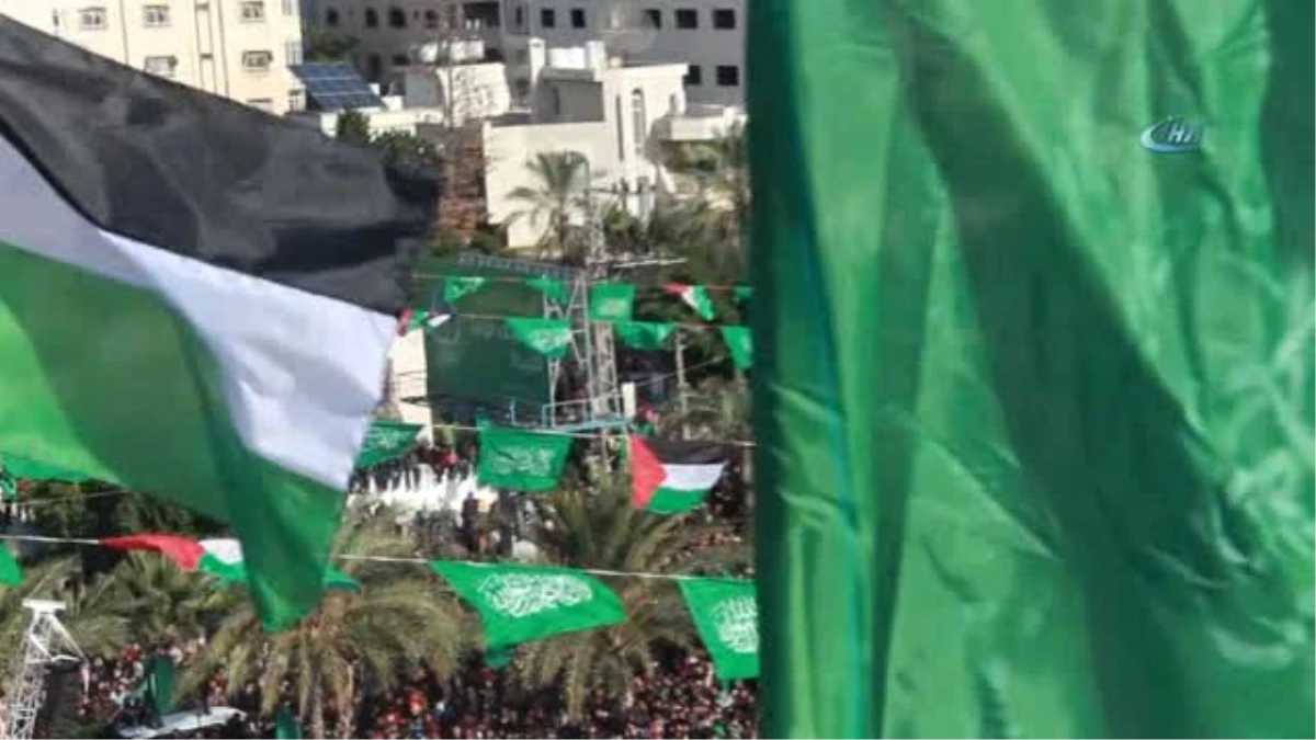 Gazze-Hd)- Hamas, 30. Kuruluş Yıldönümünü Kutladı- Kalabalık Arasında Türk Bayraklarının Bulunması...