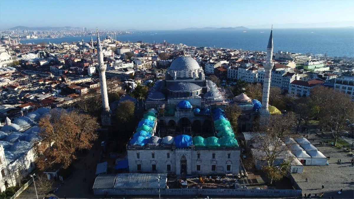Restorasyonu Süren Beyazıt Camii\'nin Son Durumu Havadan Görüntülendi