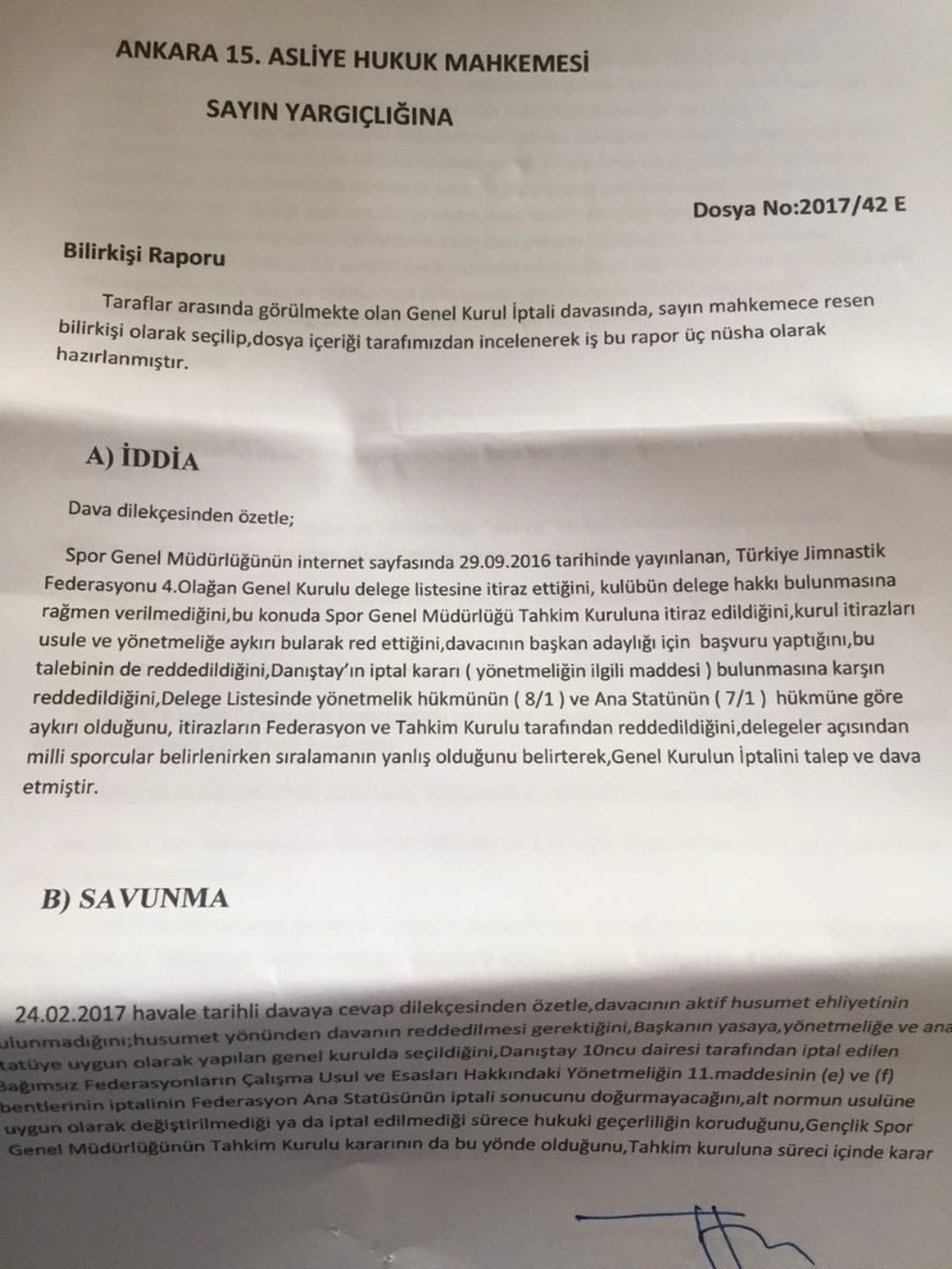 Bilirkişiden, Cimnastik Federasyonu Genel Kuruluna İptal Kararı Çıktı