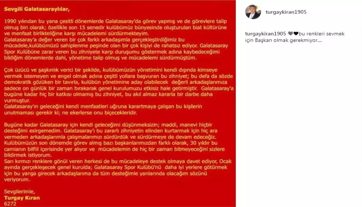 Turgay Kıran Adaylıktan Çekildi