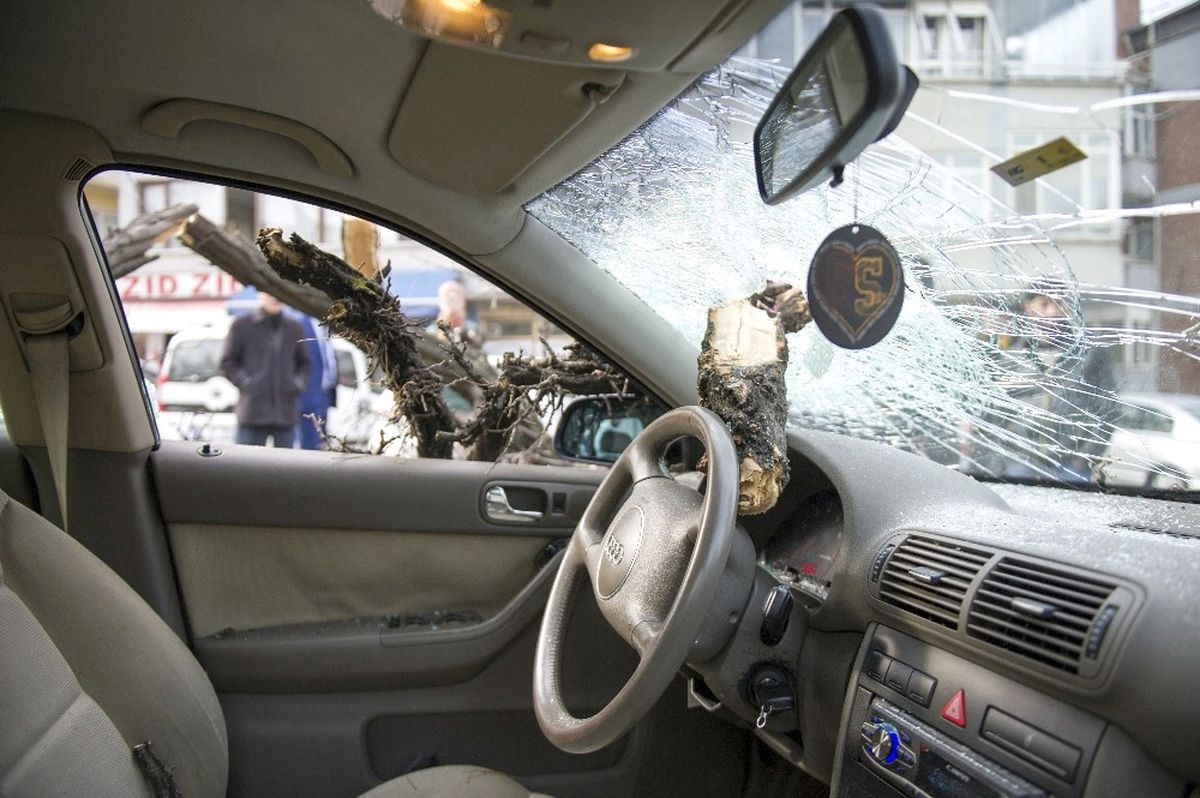 Başkent\'te Otomobilin Üstüne Ağaç Devrildi: 1 Yaralı