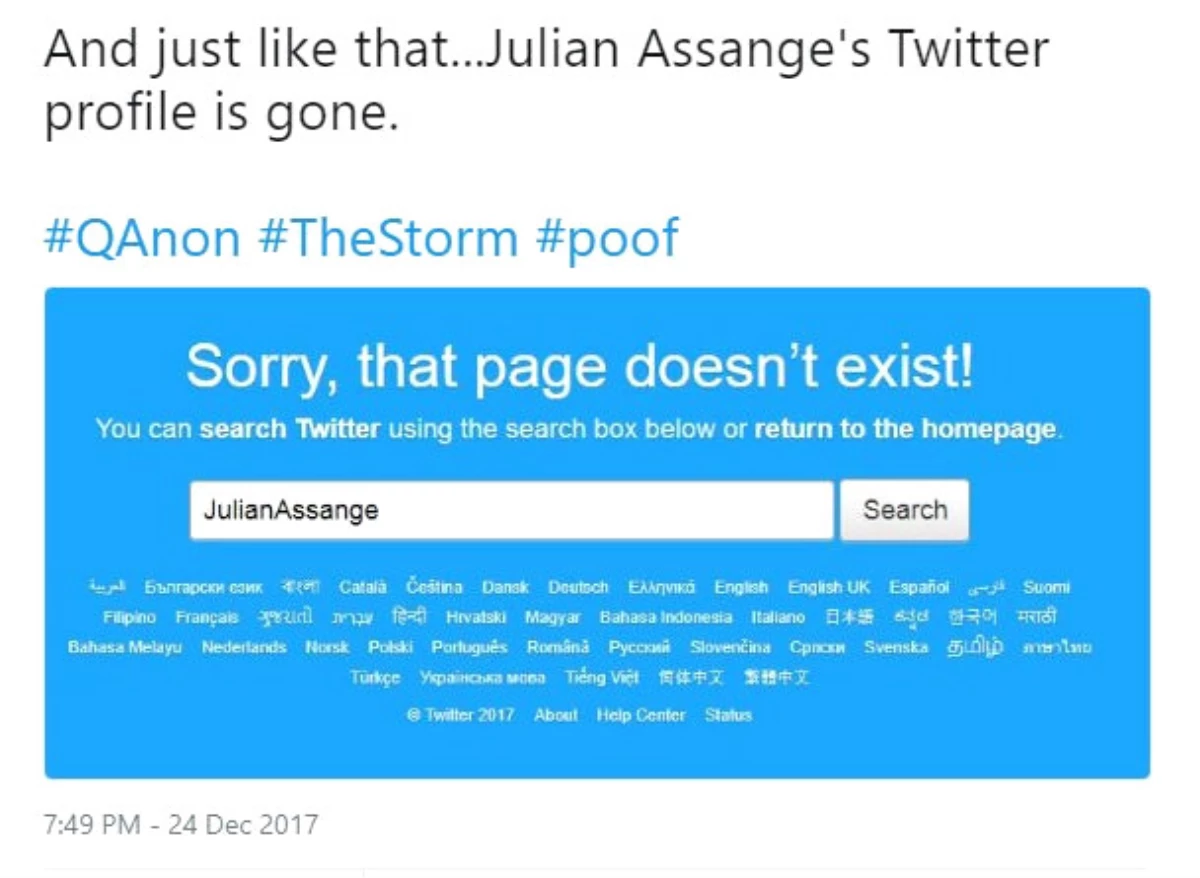 Julian Assange\'nin Hesabı Twitter\'dan Silindi