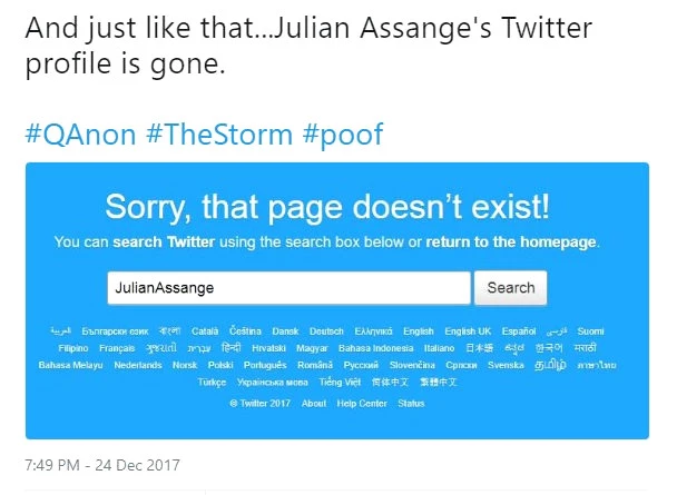 Julian Assange'ın Twitter hesabı ile ilgili görsel sonucu