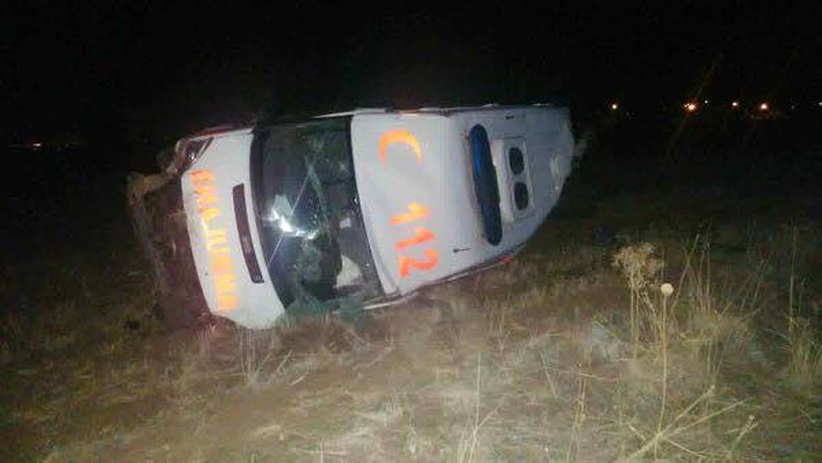 Domuz Sürüsüne Çarpan Ambulans Devrildi: 3 Yaralı