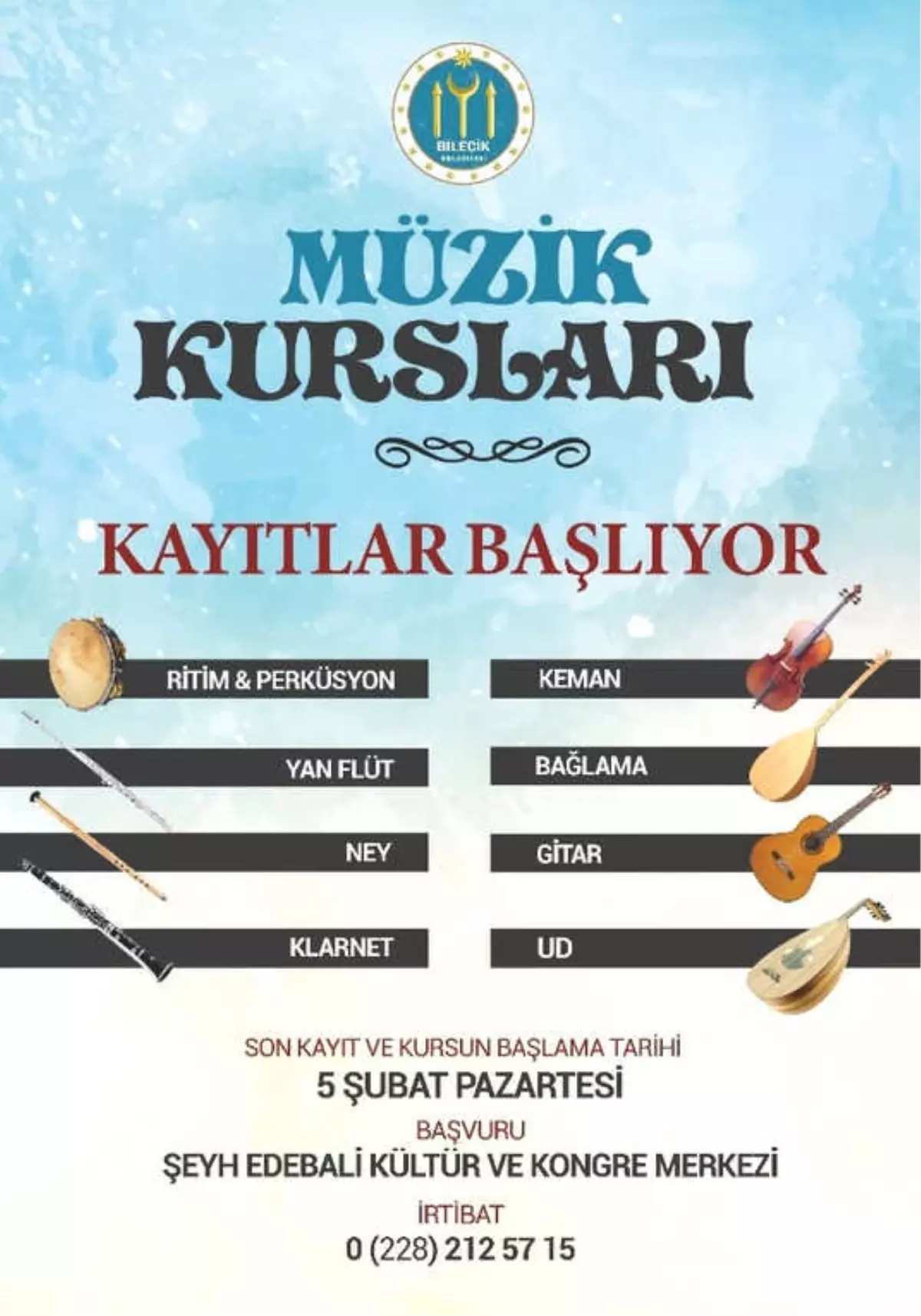 Bilecik Belediyesi Müzik Kursları Kayıtları Başladı