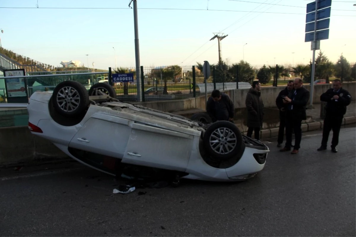 Samsun\'da Otomobil Takla Attı: 1 Yaralı
