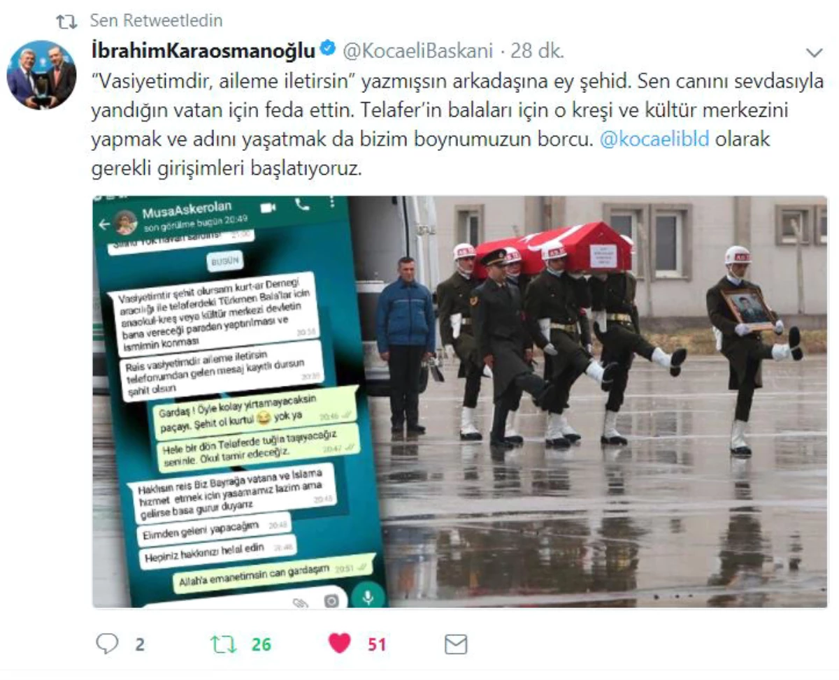 Başkan Karaosmanoğlu, Şehidimizin Vasiyetine Sahip Çıkıyor