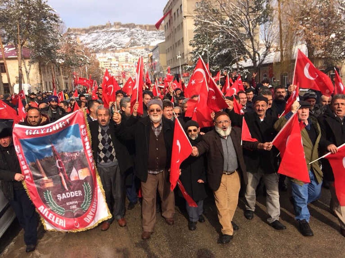 Bayburt\'ta Vatandaşlar Afrin Operasyonuna Destek İçin Yürüdü
