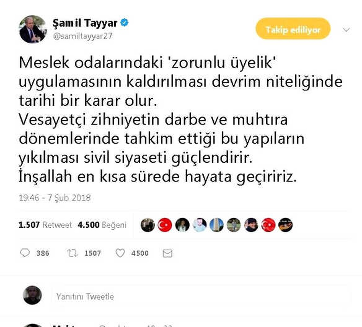 Milletvekili Tayyar\'dan Zorunlu Üyelik Değerlendirmesi