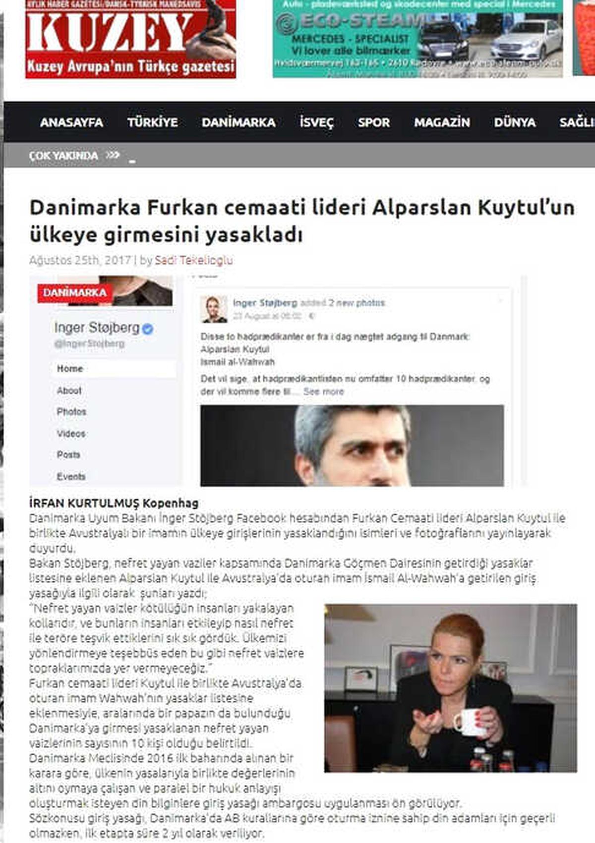 Danimarka\'nın Alparslan Kuytul\'un Ülkeye Girişini 7 Ay Önce Yasakladığı Ortaya Çıktı