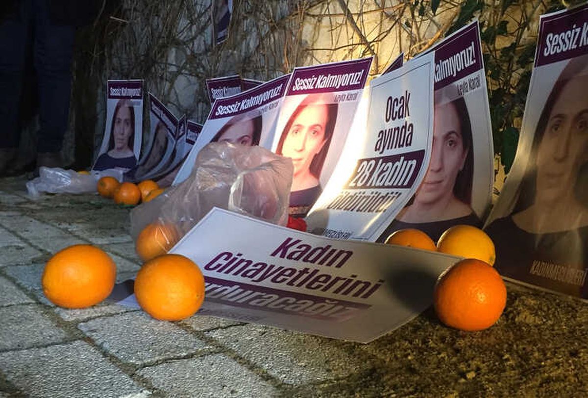 Şişli\'de Kadın Cinayetlerine Portakallı Protesto