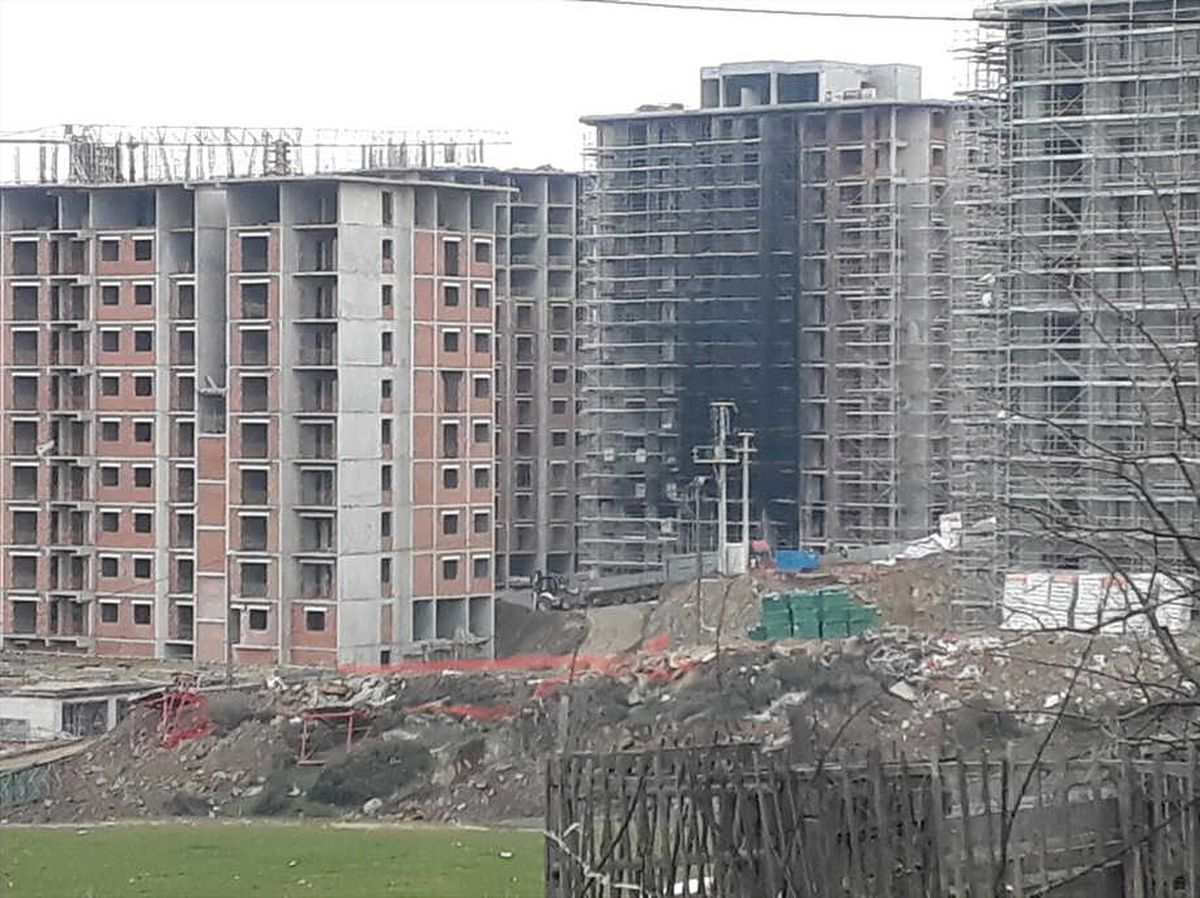 Gebze\'de İnşaatta Yangın
