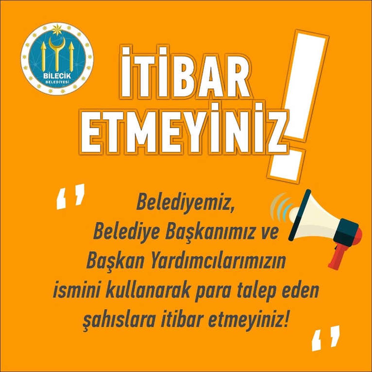 Bilecik Belediyesinden Dolandırıcılara Karşı Uyarı