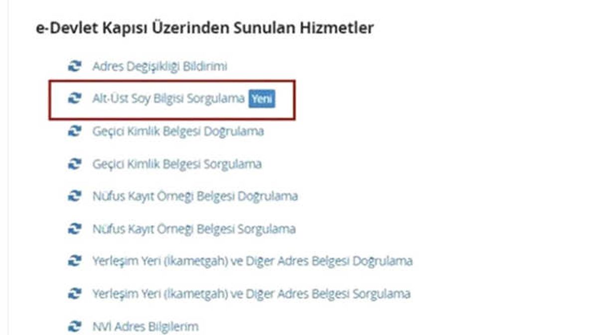 Soyağacı Sorgulama Yeniden Aktif Edildi