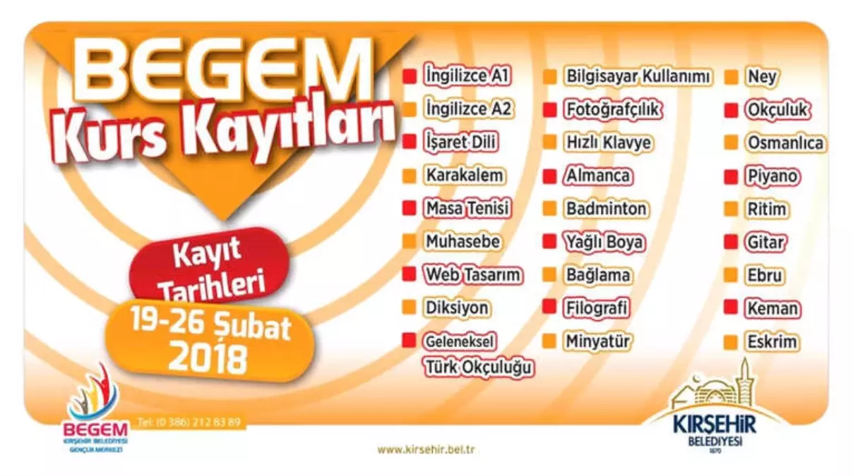 Kırşehir Belediyesi Begem Kurs Kayıtları Başladı