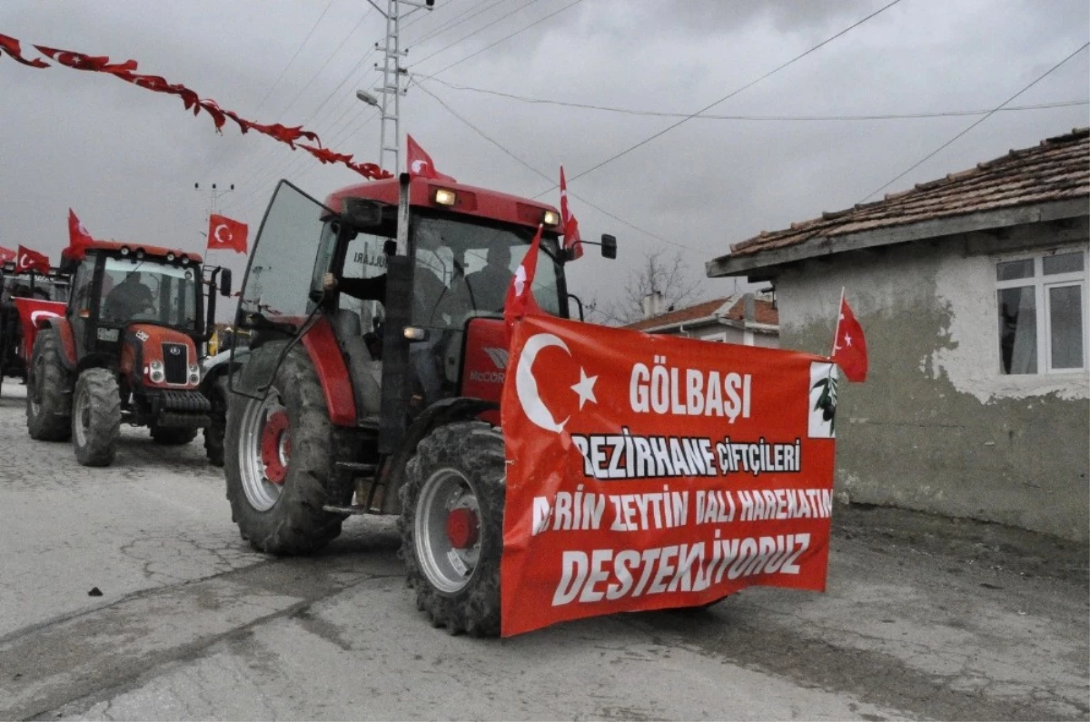 Gölbaşılı Çiftçilerden Afrin\'deki Mehmetçiğe Traktörlerle Destek