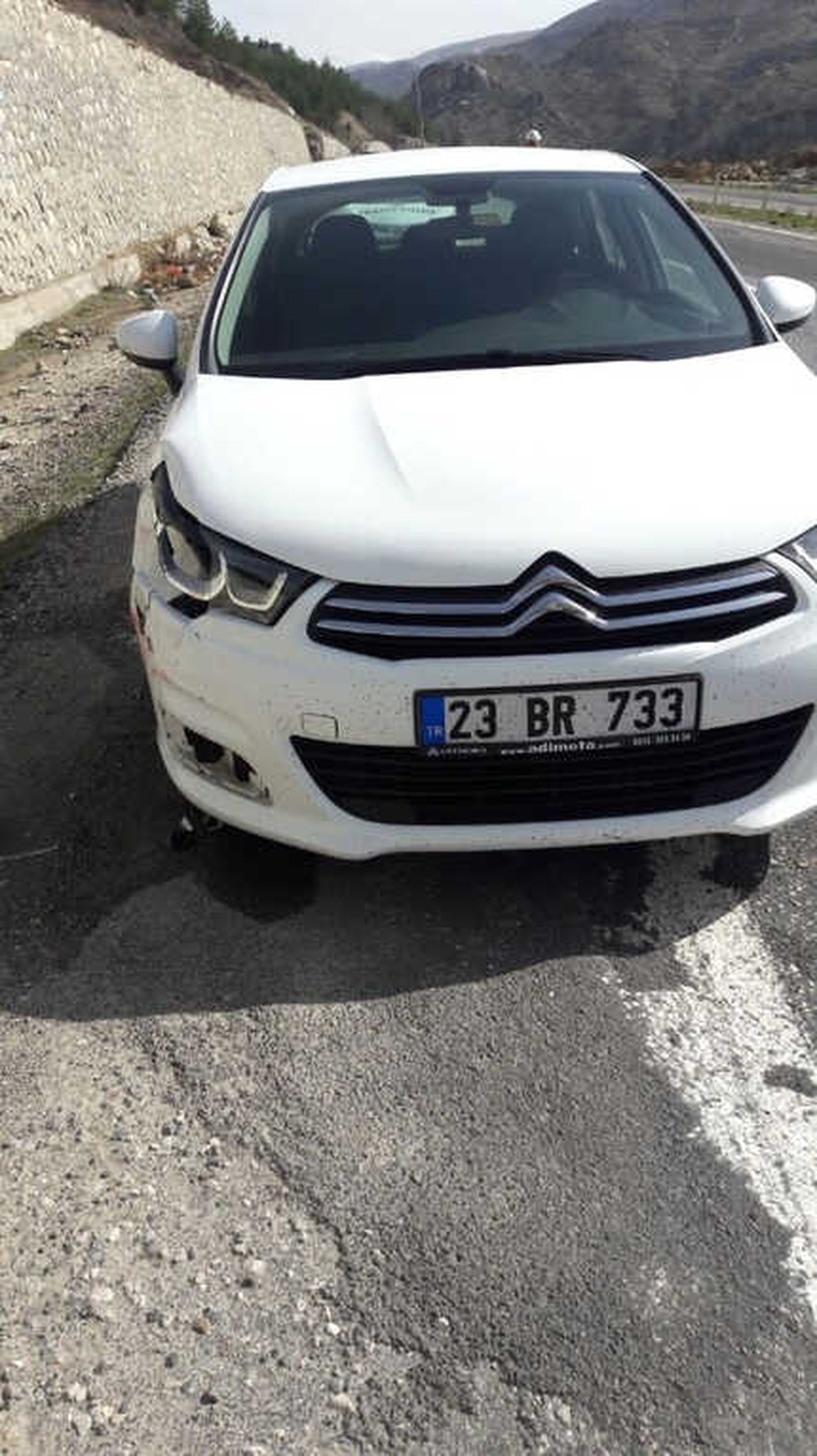 Otomobil İstinat Duvarına Çarptı