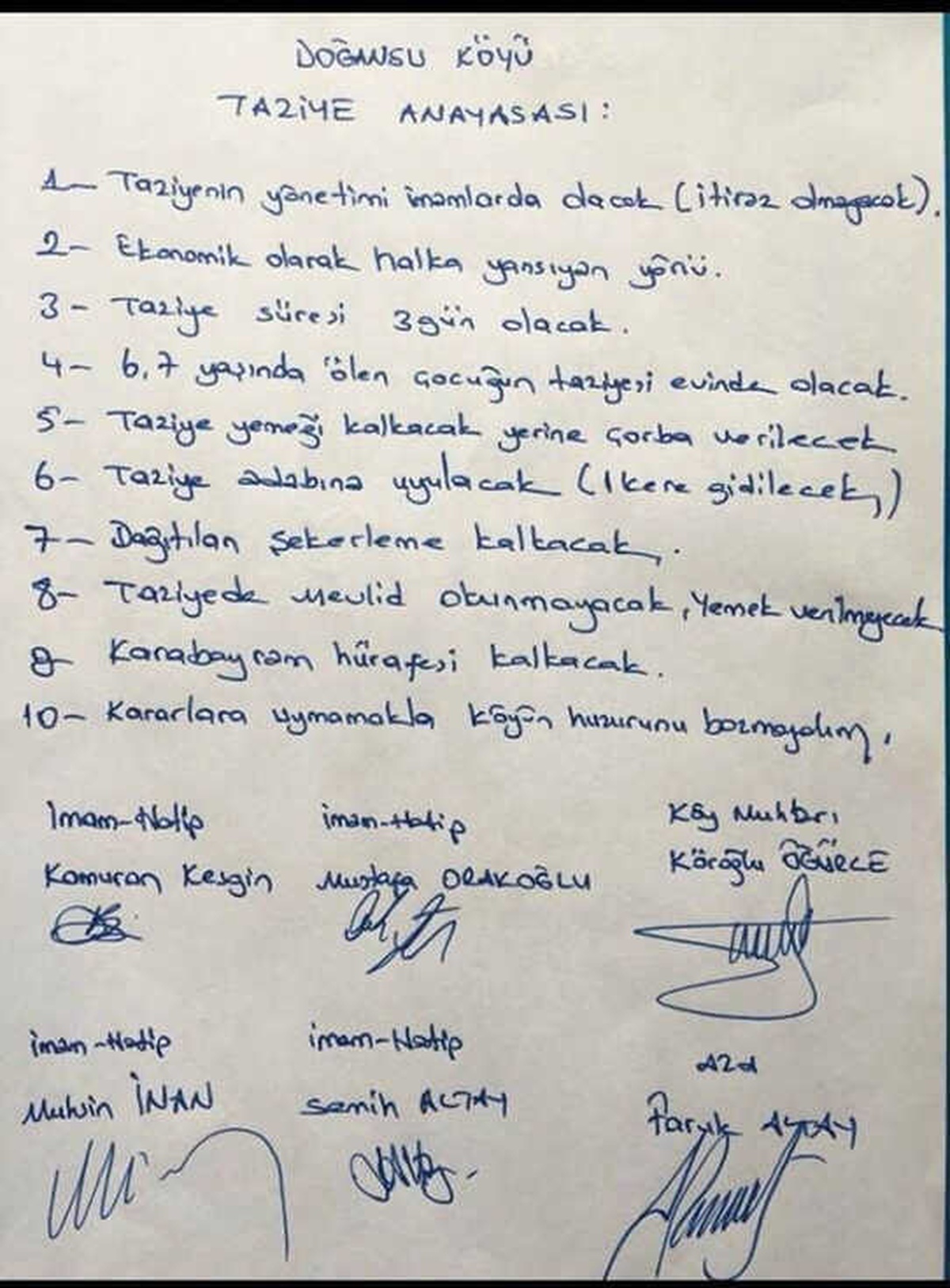Ağrı\'da Köylülerden Taziye Anayasası