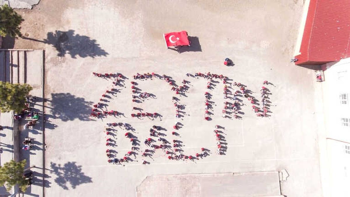 İlkokul Öğrencilerinden "Zeytin Dalı Harekatı" Koreografisi
