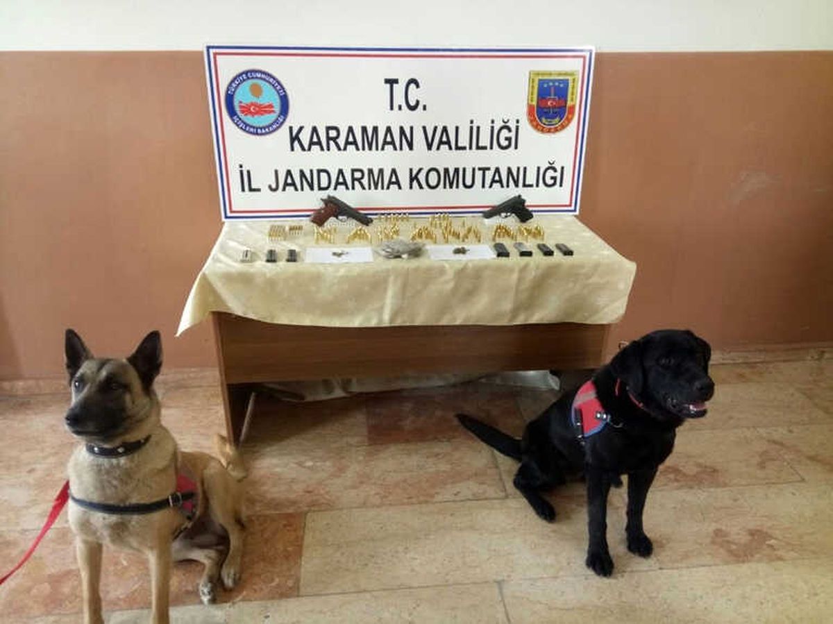 Karaman\'da Ruhsatsız Tabanca ve Esrar Operasyonu