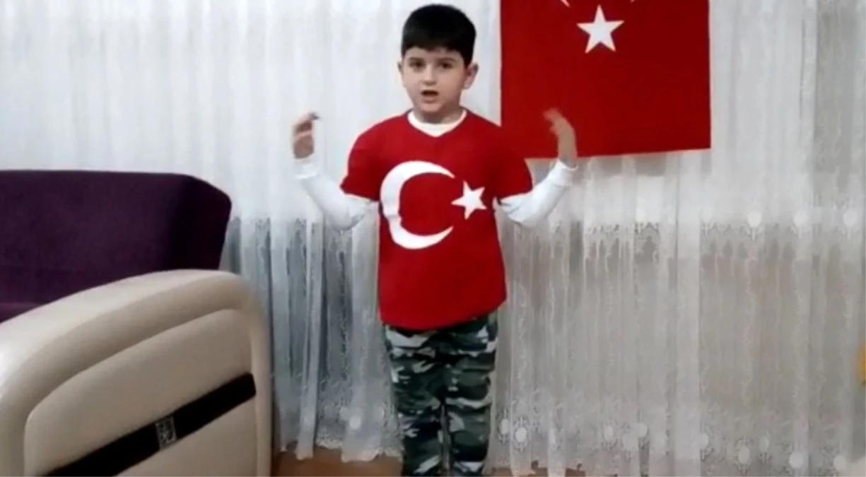 Okuma Yazma Bilmeyen Çocuk İstiklal Marşını Okudu, Afrin\'e Selam Gönderdi