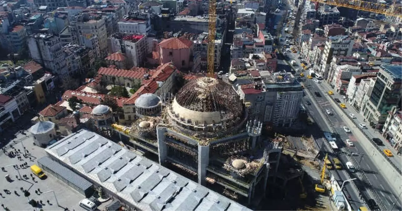 Taksim Camii İnşaatındaki Son Durum Havadan Görüntülendi