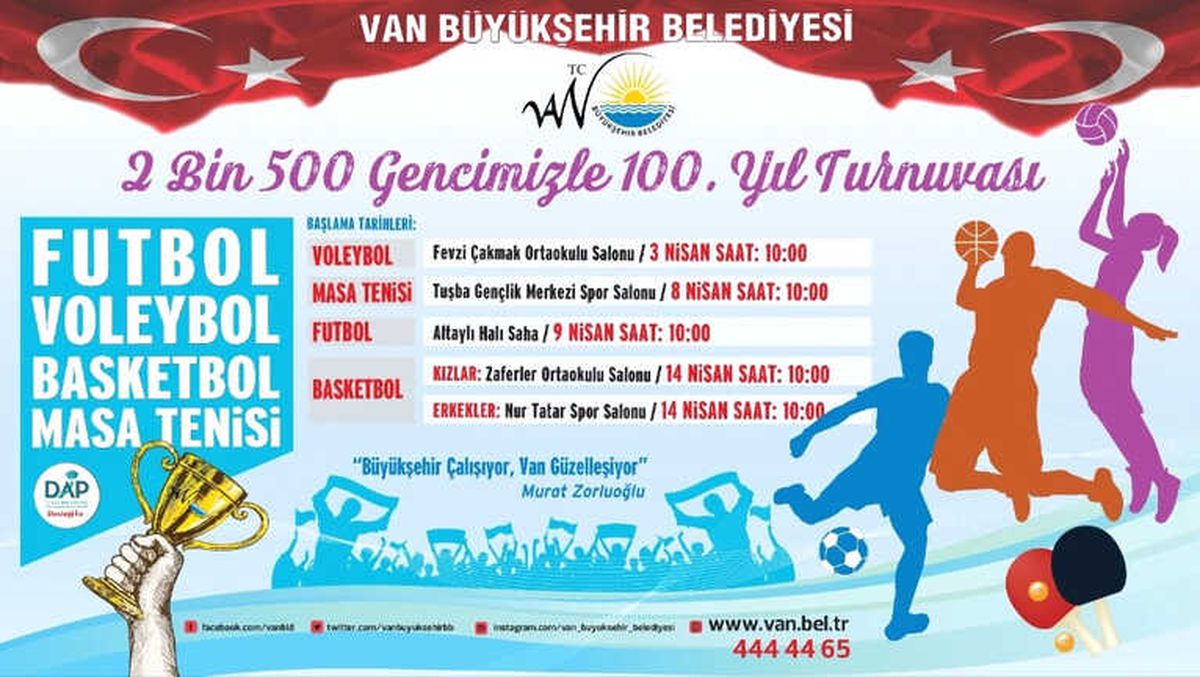Van Büyükşehir Belediyesinden 100. Yıl Turnuvası