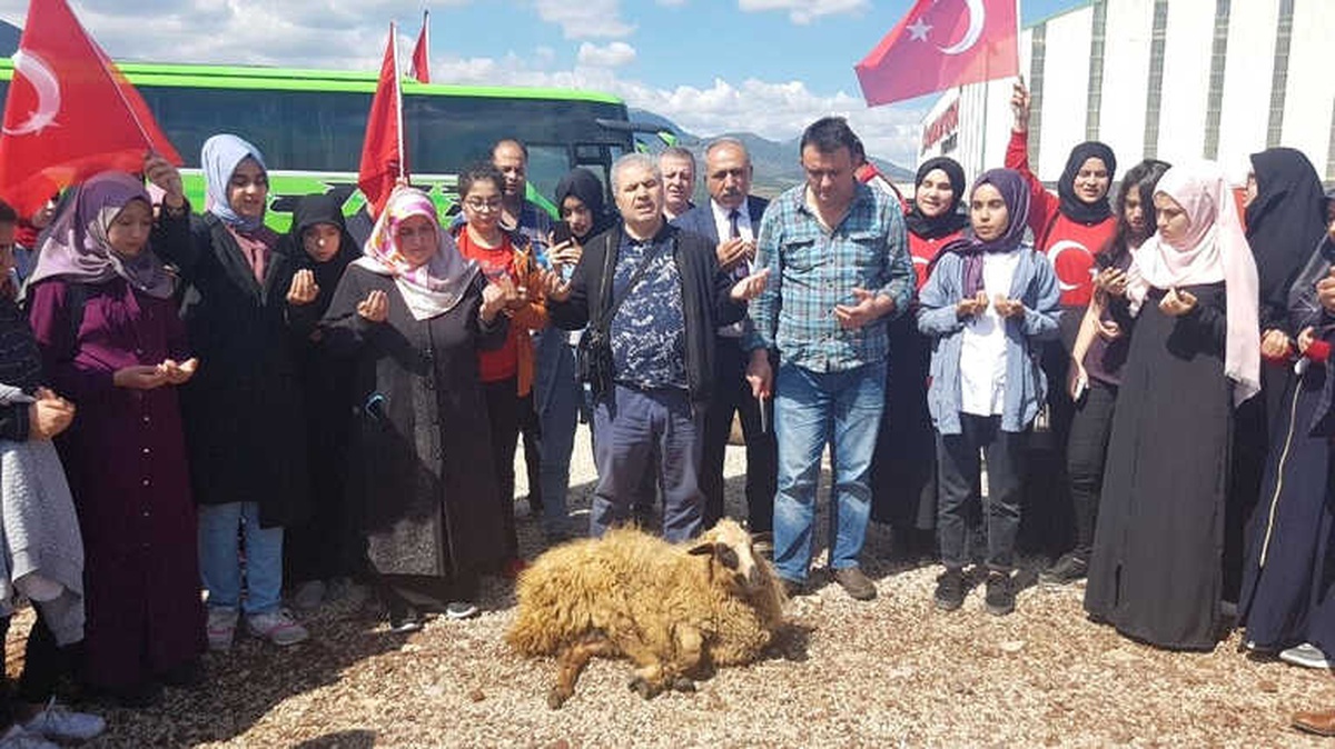 Mersin\'den Gelen Öğrenciler Hassa\'da Mehmetçik İçin Kurban Kesti