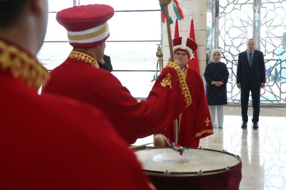Cumhurbaşkanı Erdoğan\'ı Mehter Takımı Karşıladı