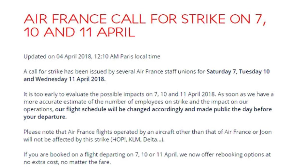 Air France Grev Yapacağı Gün Sayısını 7\'ye Çıkardı