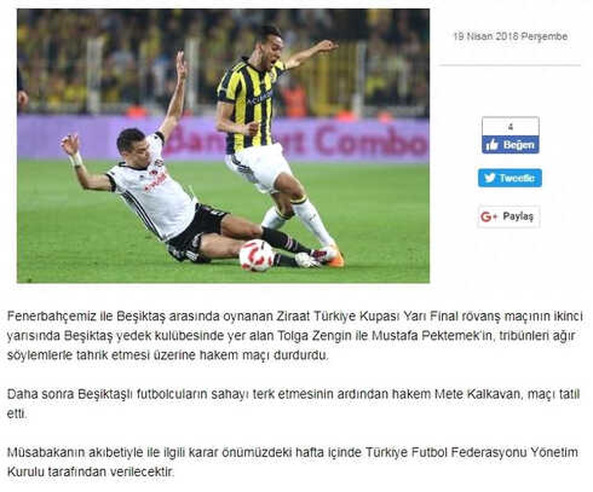Fenerbahçe Kulübü: "Tolga Zengin ve Mustafa Pektemek Tahrik Etti"