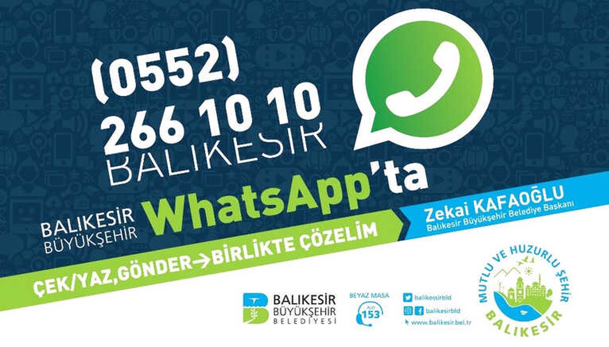 Balıkesir Büyükşehir Belediyesi Sorunları Whatsapp Üzerinden Çözecek