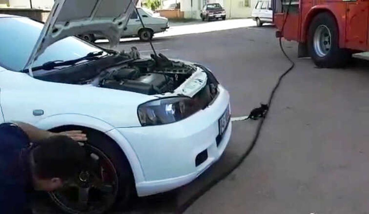 Otomobilin Motoruna Giren Kediyi İtfaiye Kurtardı