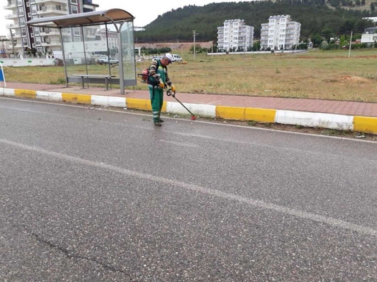 3. Çevreyolunda Yabani Otlar Temizleniyor