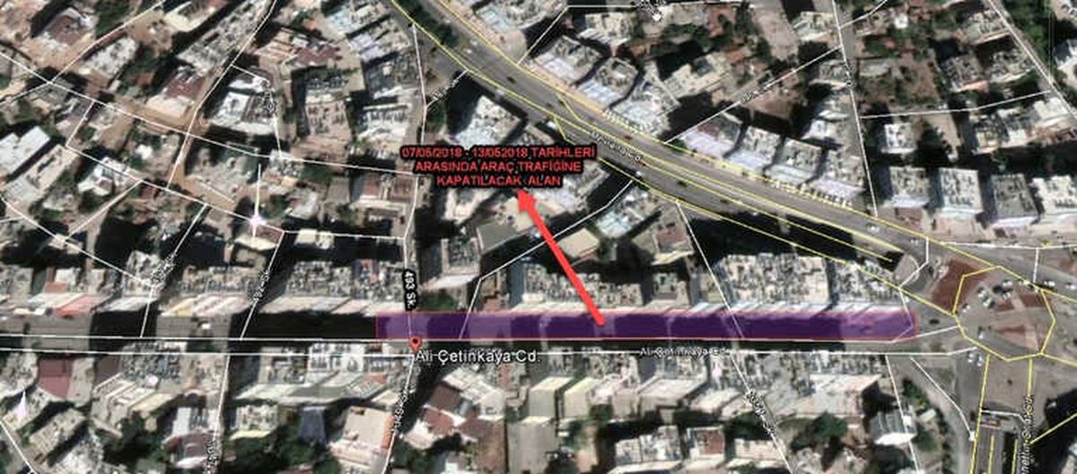 Ali Çetinkaya Caddesi 7 Mayıs\'ta Bir Hafta Süreyle Trafiğe Kapanacak