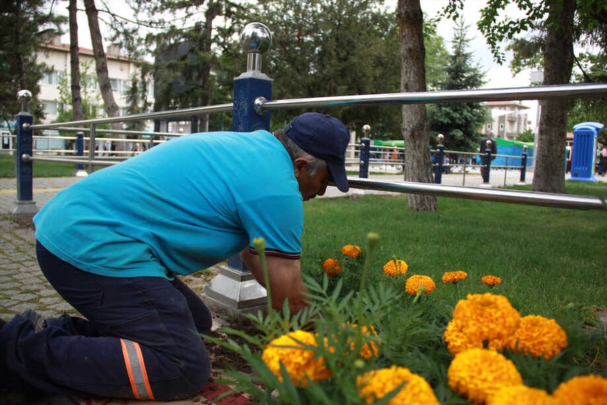 Çubuk\'ta Parklar ve Caddeler Çiçeklendirildi