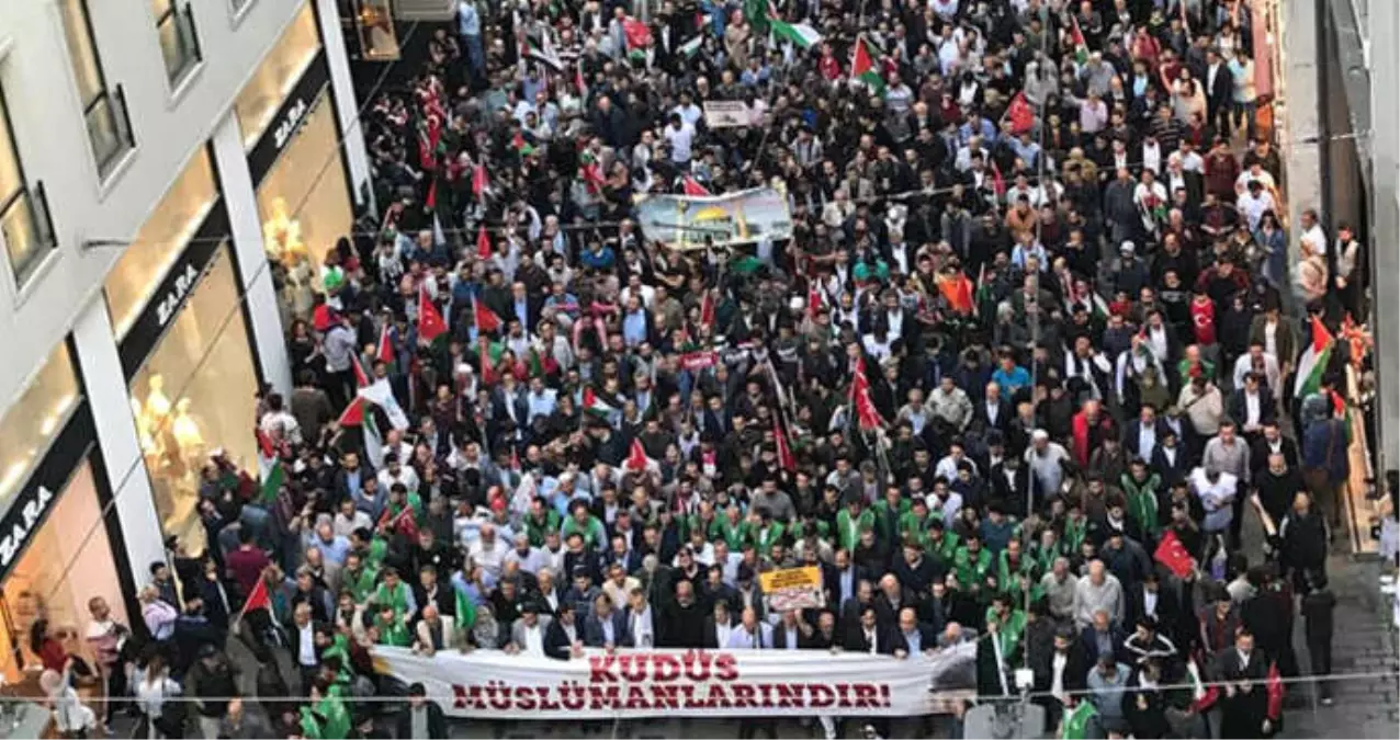 ABD\'nin Büyükelçiliğini Kudüs\'e Taşıması ve İsrail Katliamları Taksim\'de Protesto Edildi