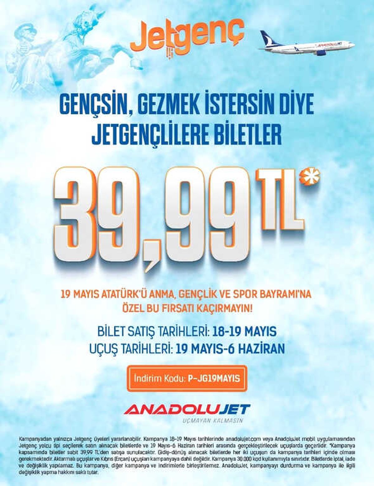 Anadolujet\'ten 19 Mayıs Kampanyası