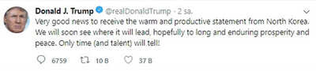 Trump, Kuzey Kore\'nin Açıklamasından Memnun