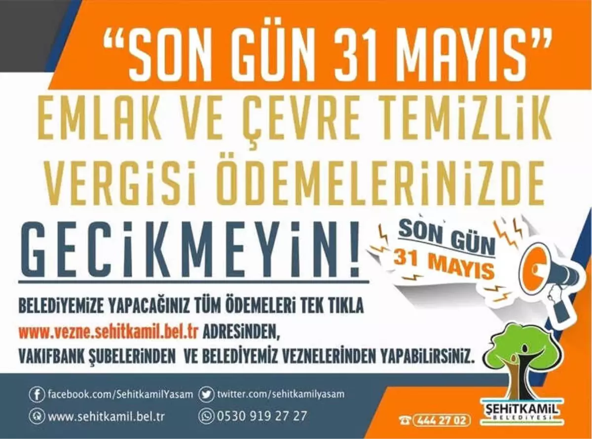 Şehitkamil\'den Vergi Uyarısı