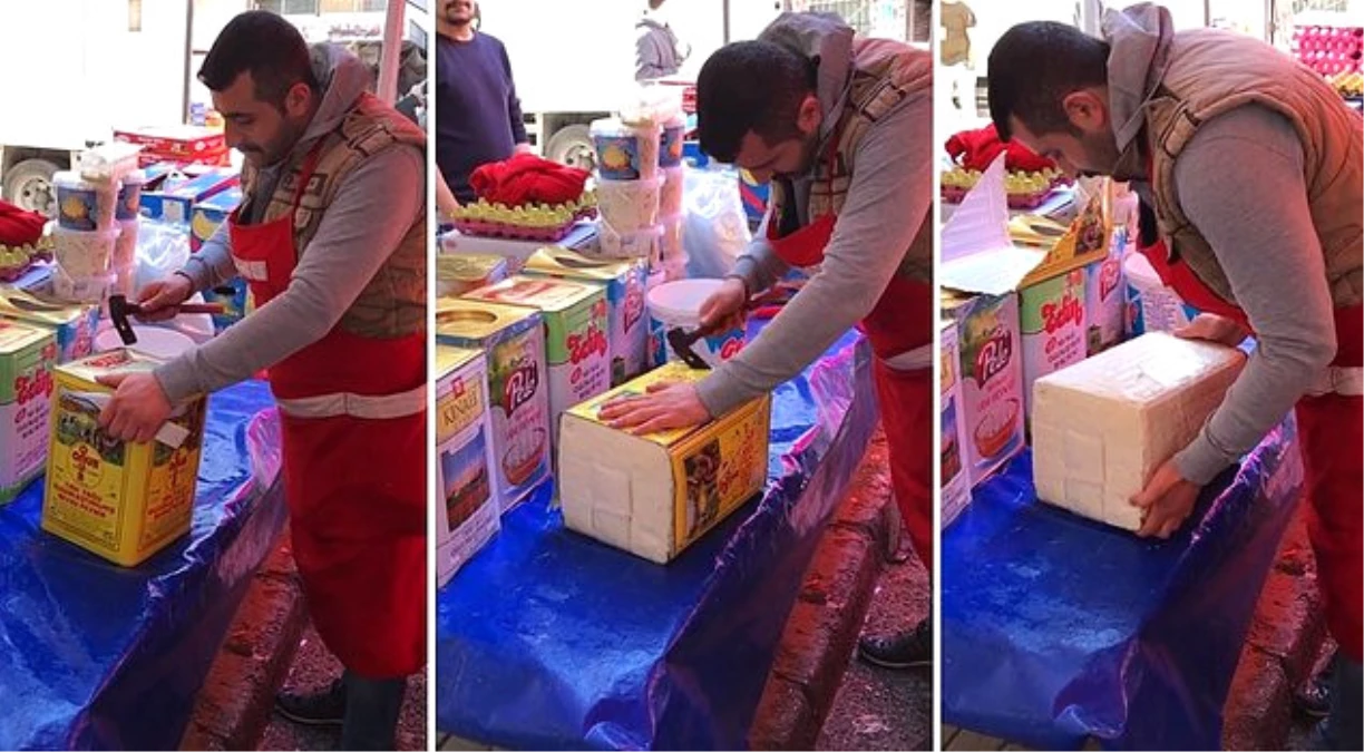 Pazarcı Peynir Tenekesini Açarken Adeta Hipnoz Etti