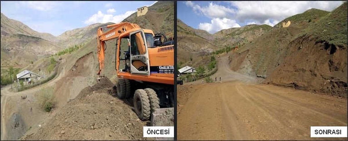 Lice\'nin Kırsal Mahallelerinde Yol Yapım Çalışmaları Devam Ediyor