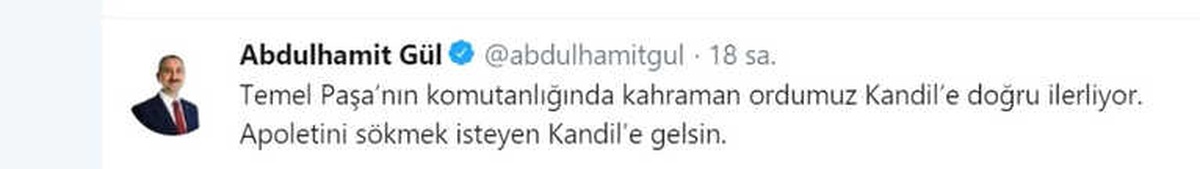 Adalet Bakanı Gül: "Apoletini Sökmek İsteyen Kandil\'e Gelsin"
