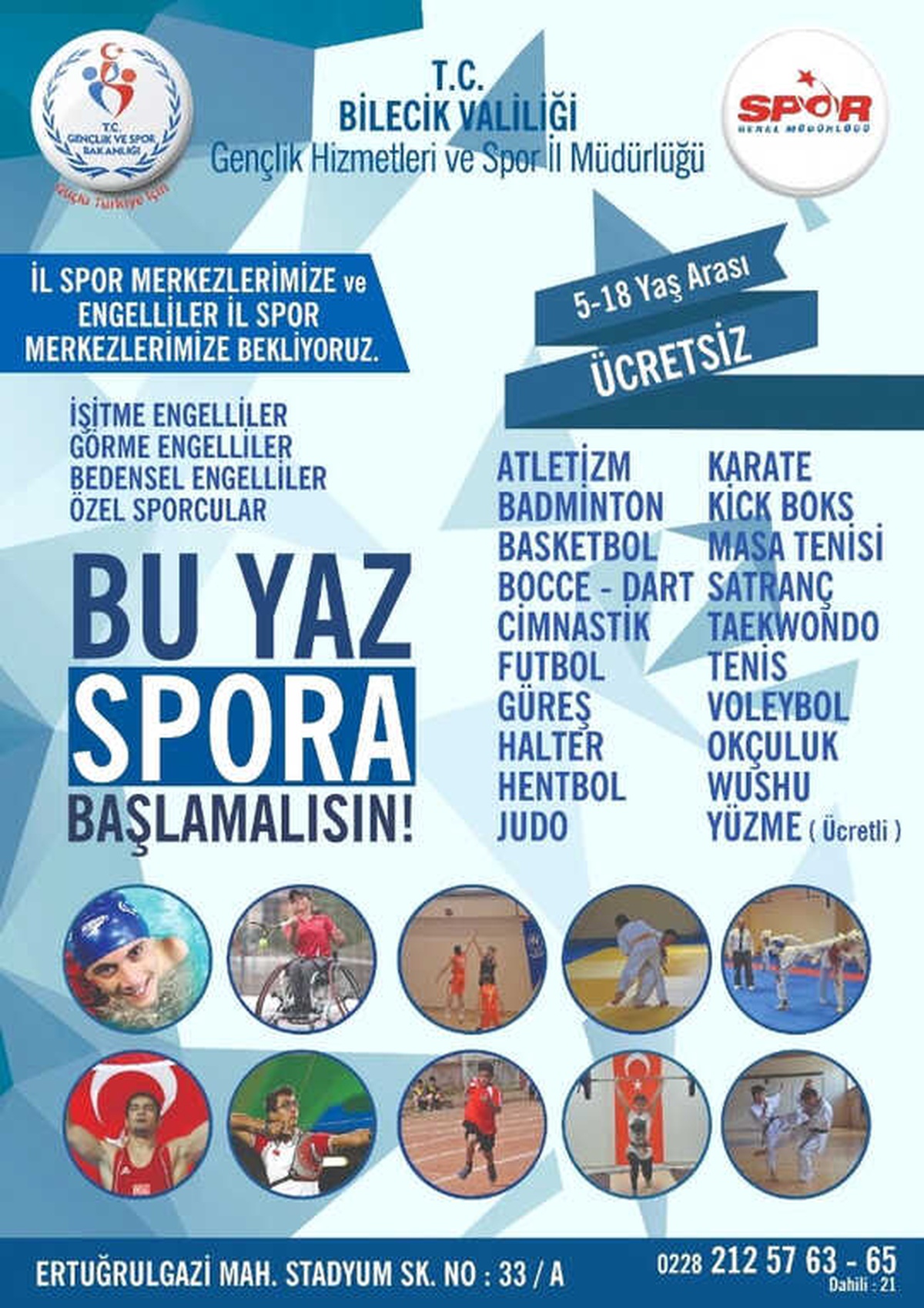 Bilecik İl Spor Merkezi Sezonu Açıyor