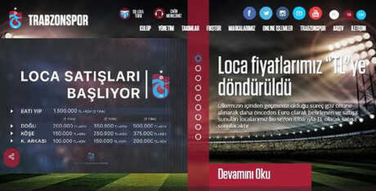 Trabzonspor\'da Loca Fiyatları TL\'ye Çevrildi