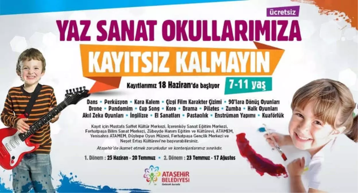 Ataşehir\'de Yaz Sanat Okuları Başlıyor