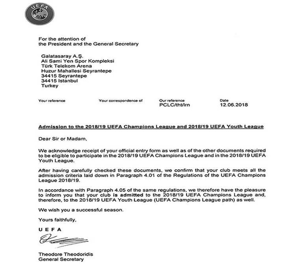 Galatasaray\'a UEFA\'dan Mektup Var