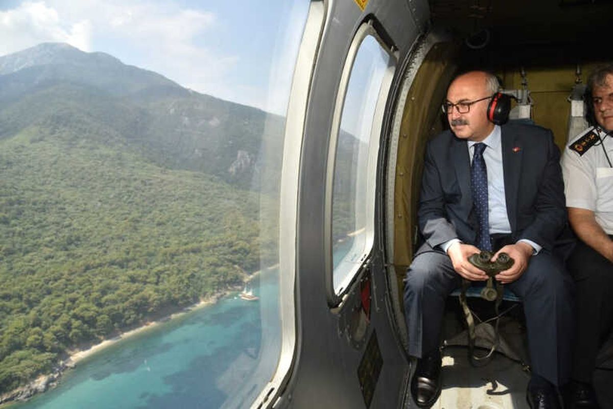 Vali Köşger, Aydın\'ı Havadan ve Denizden Denetledi