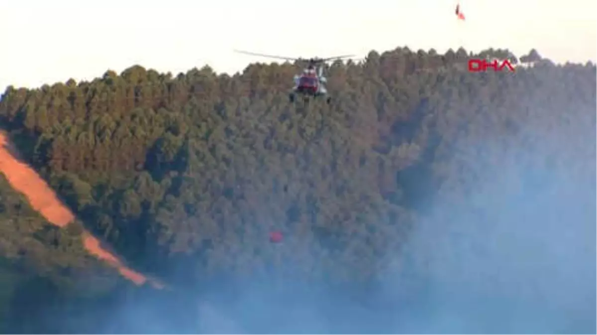 İstanbul Aydos Ormanı\'ndaki Yangına Helikopterle Müdahale Ediliyor